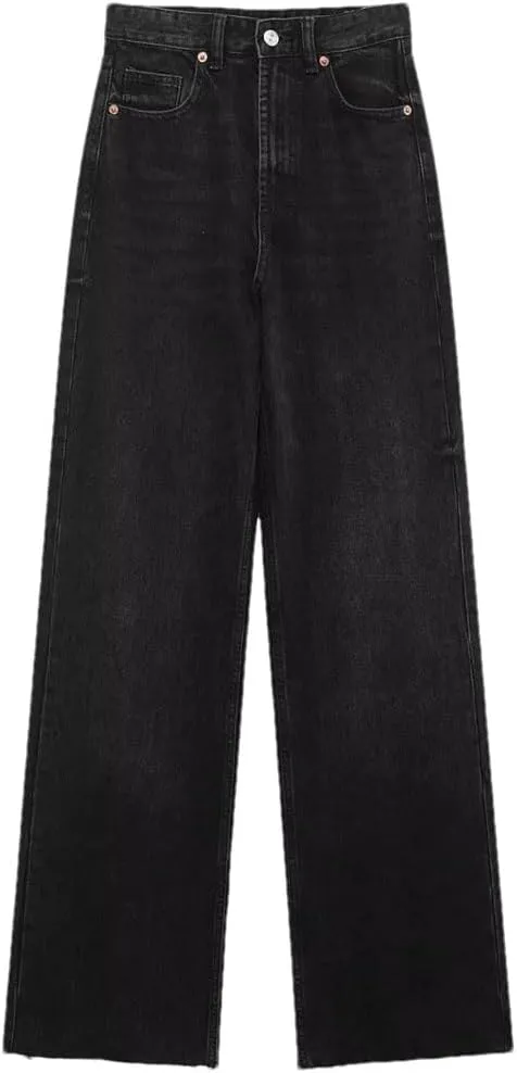 Women's Wide Leg Jeans Mid Waist Loose Straight Leg Soft Comfortable Jeans