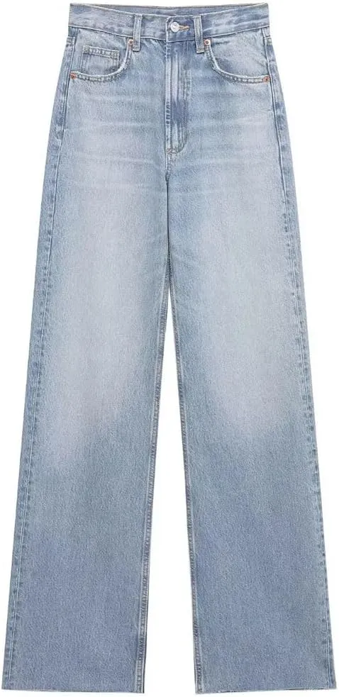 Women's Wide Leg Jeans Mid Waist Loose Straight Leg Soft Comfortable Jeans