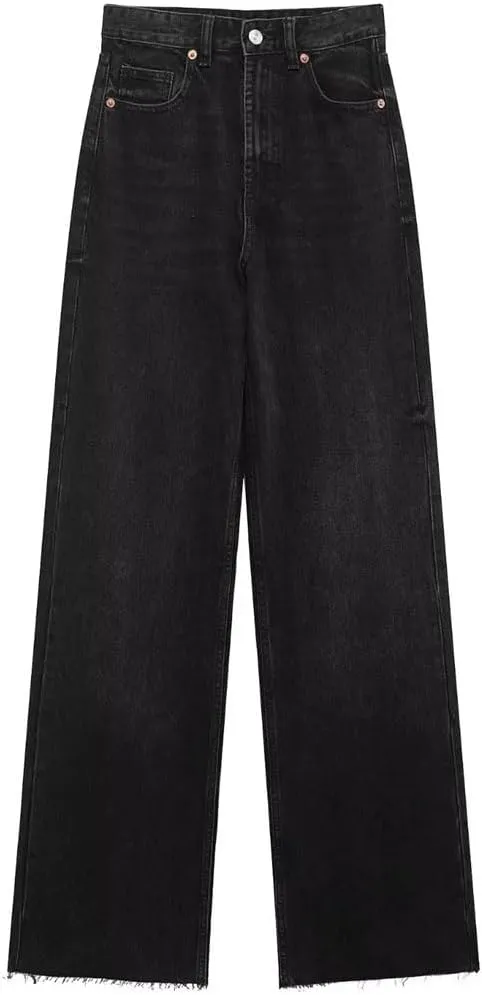 Women's Wide Leg Jeans Mid Waist Loose Straight Leg Soft Comfortable Jeans