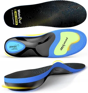 Work Boot Insoles Plantar Fasciitis - Welnove Heavy Duty Inserts for Pain Fatigue Relief, Standing All Day - High Arch Support Shoe Insoles Orthotic for Flat Feet, Achilles Tendonitis, Men Women (L)