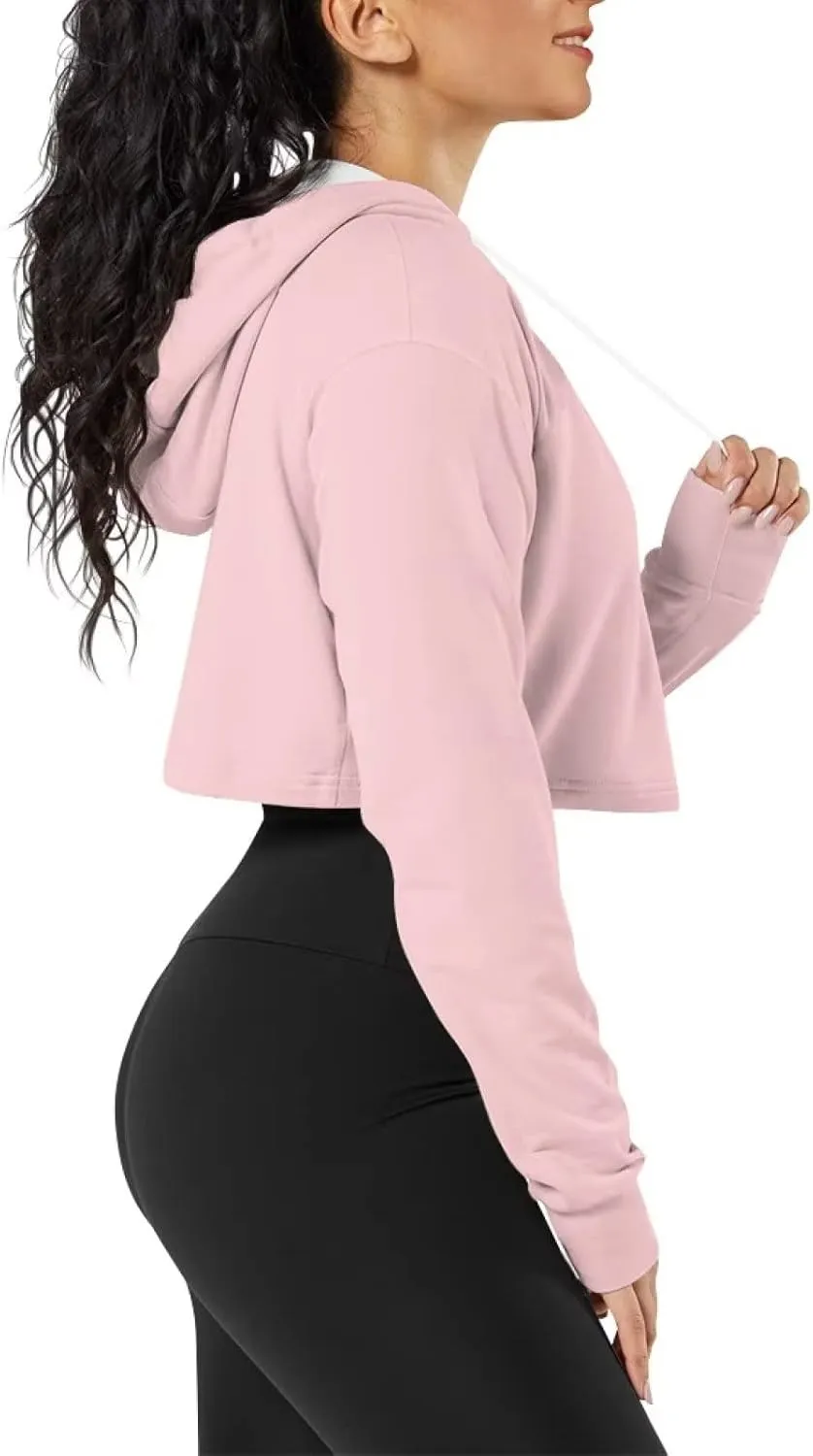Ystardream Girl's Casual Sweatshirts Long Sleeve Crop Top Hoodies for Women