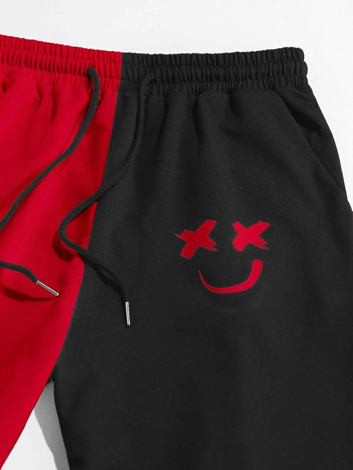 ZAFUL Men's Sweatpants Tapered Gym Running Workout Pants Cartoon Face Print Athletic Drawstring Joggers with Pockets