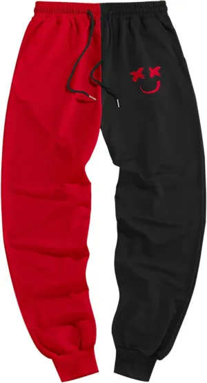 ZAFUL Men's Sweatpants Tapered Gym Running Workout Pants Cartoon Face Print Athletic Drawstring Joggers with Pockets