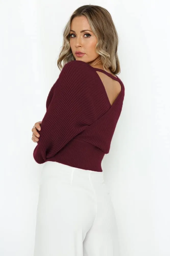 ZAFUL Women's Wrap V Neck Knit Cropped Sweater Lantern Long Sleeve Sexy Cross Ribbed Drop Shoulder Pullover Tops