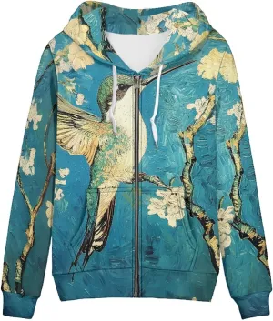 Zip up Trendy Hoodies for Women Novelty Graphic Long Sleeve Hooded with Pocket Sweatshirt Jacket Pullover XS-5XL